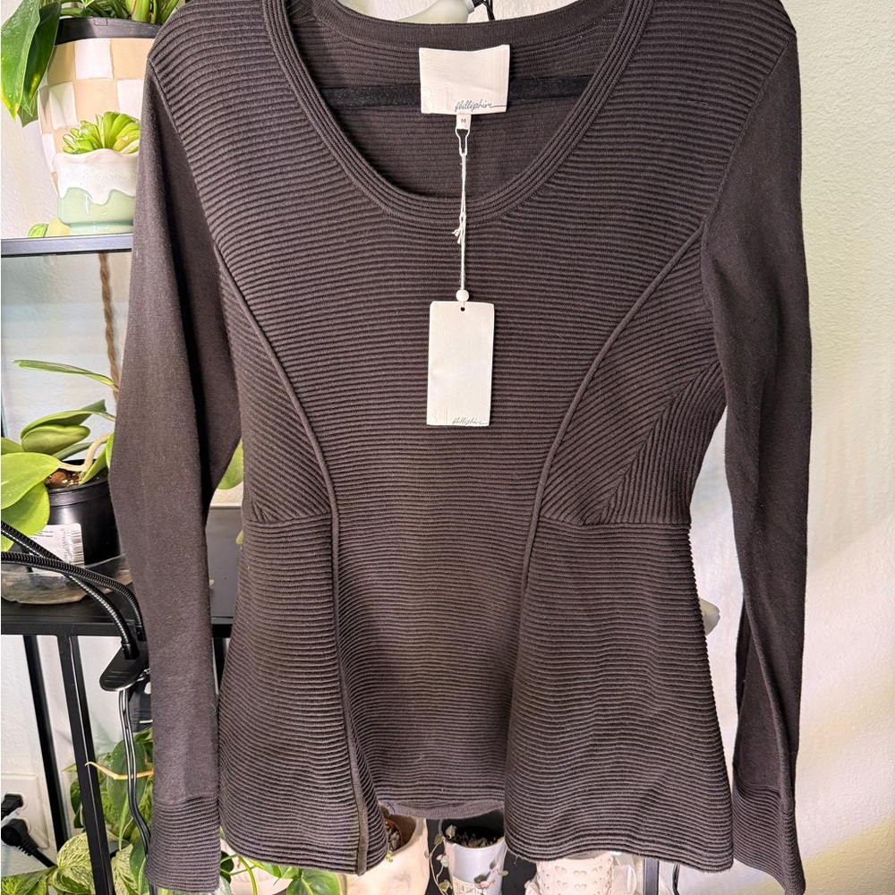 3.1 Phillip Lim Black Side Detail Long Sleeve Top